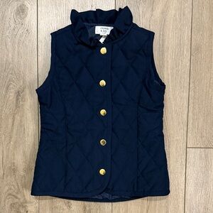 Crown & Ivy Kids Quilted Vest in Navy w/ Gold Snap Buttone - Ruffle Collar 4